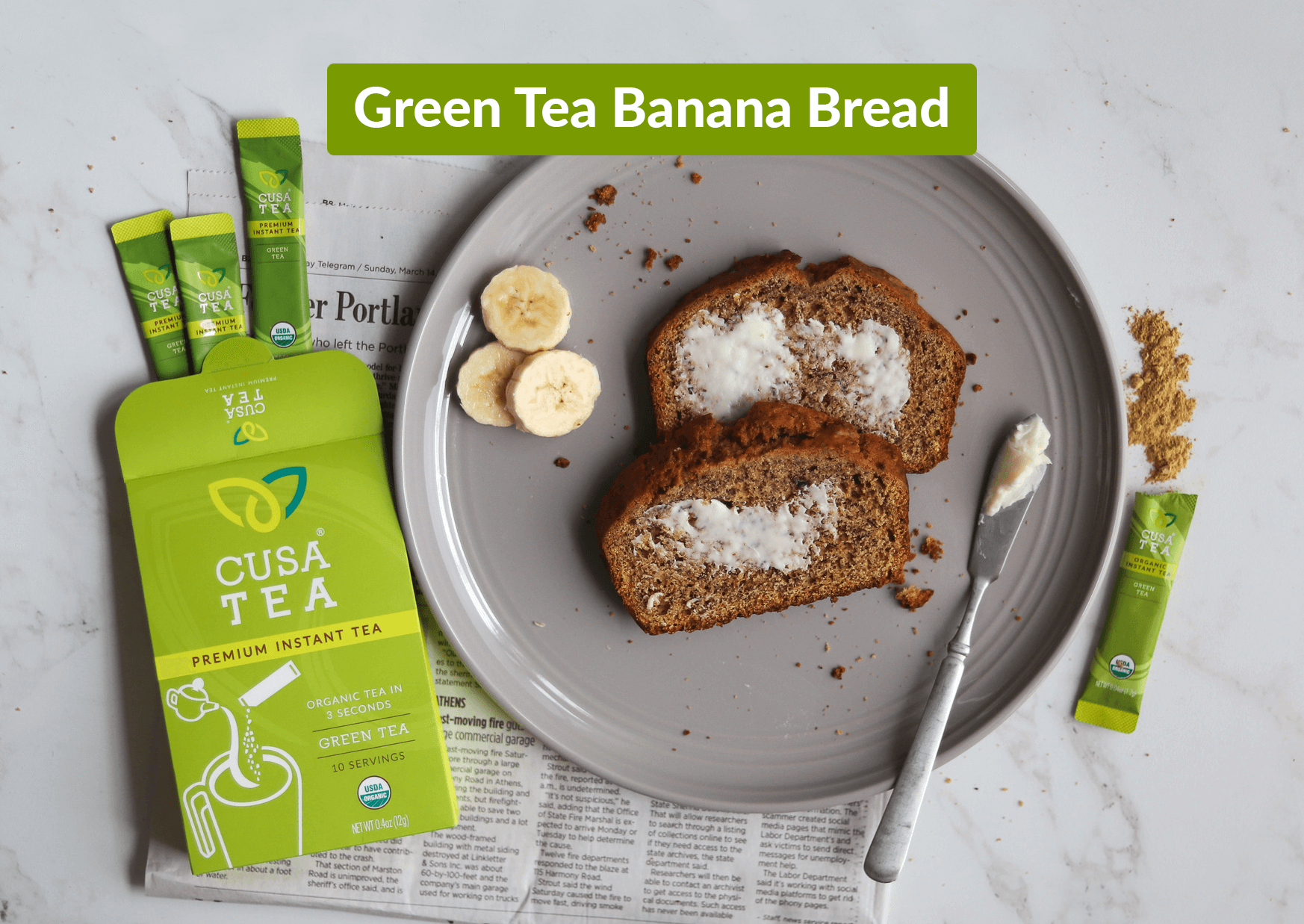 Green Tea Banana Bread Loaf