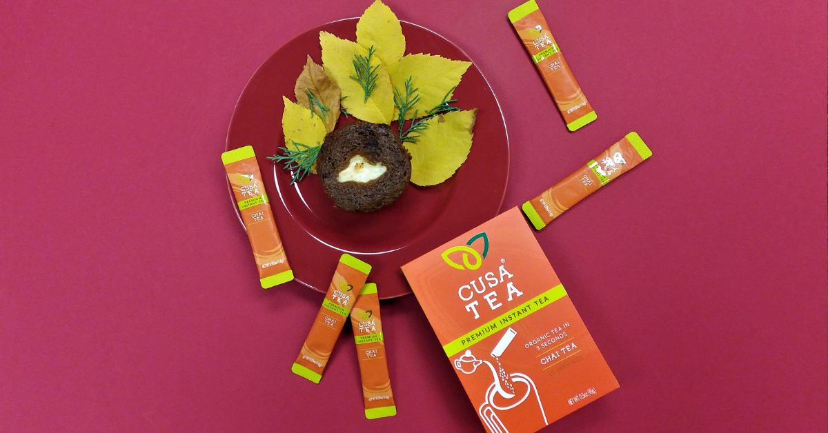 Recipe: Cusa Tea Spicy Chai Cheesecake Muffins